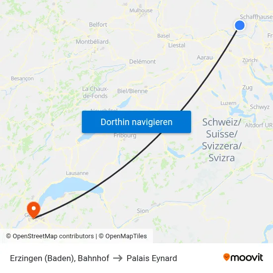 Erzingen (Baden), Bahnhof to Palais Eynard map
