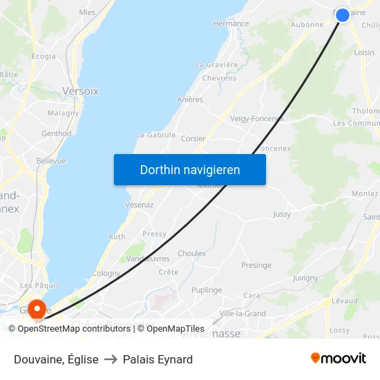 Douvaine, Église to Palais Eynard map