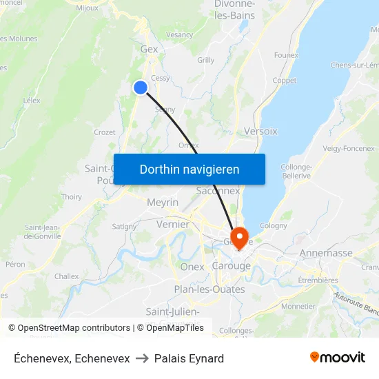 Échenevex, Echenevex to Palais Eynard map