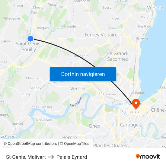St-Genis, Malivert to Palais Eynard map