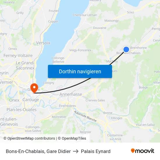 Bons-En-Chablais, Gare Didier to Palais Eynard map