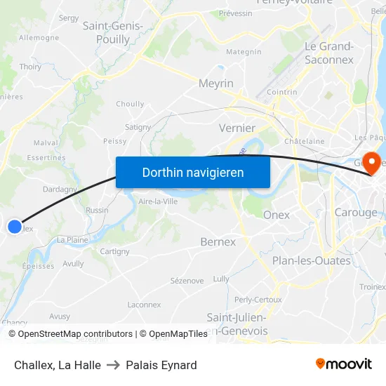 Challex, La Halle to Palais Eynard map