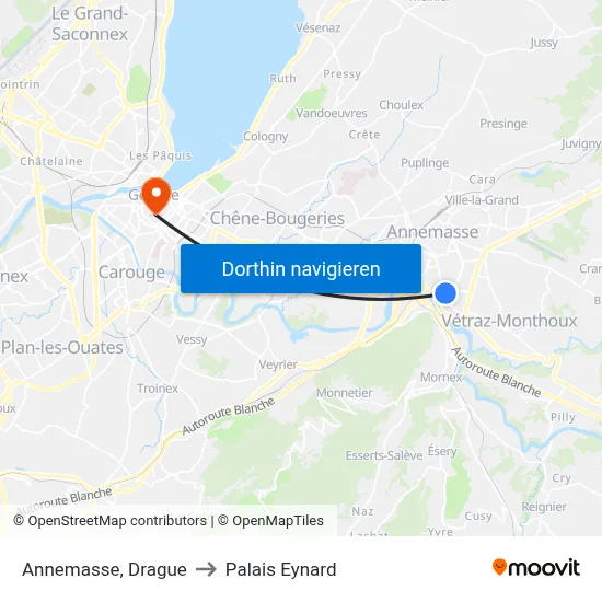 Annemasse, Drague to Palais Eynard map