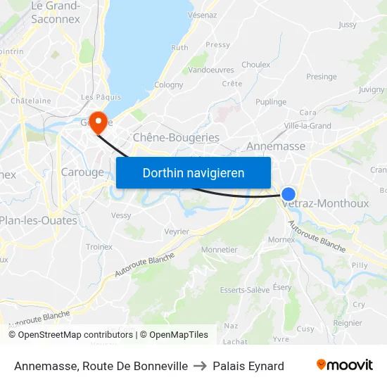 Annemasse, Route De Bonneville to Palais Eynard map