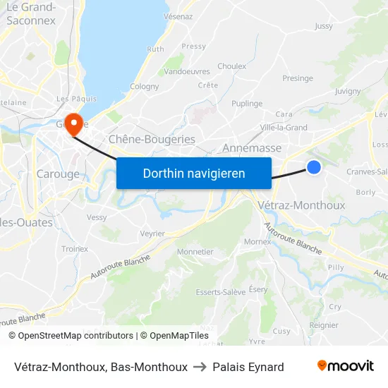 Vétraz-Monthoux, Bas-Monthoux to Palais Eynard map