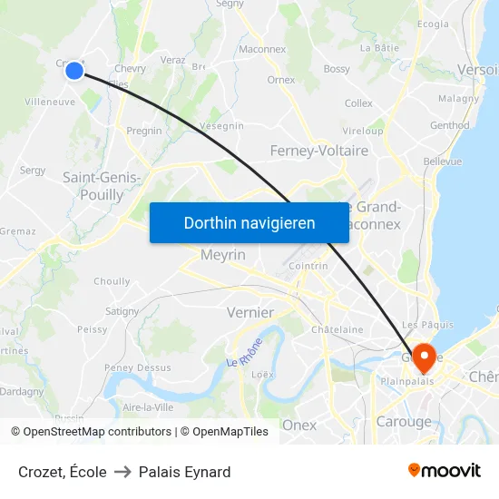 Crozet, École to Palais Eynard map