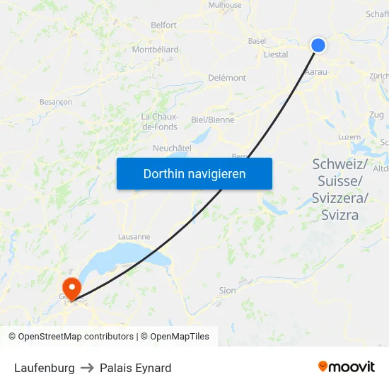 Laufenburg to Palais Eynard map