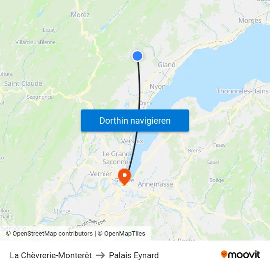 La Chèvrerie-Monterêt to Palais Eynard map
