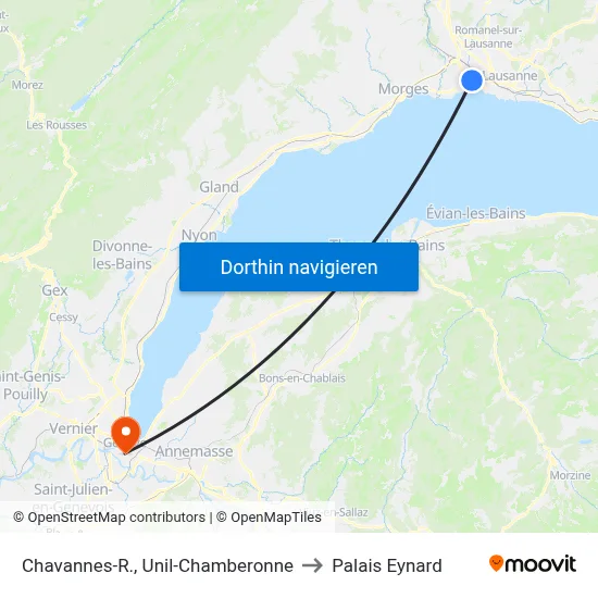 Chavannes-R., Unil-Chamberonne to Palais Eynard map