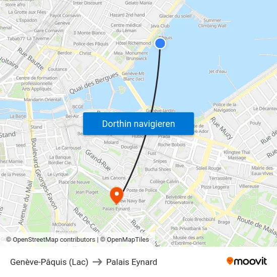 Genève-Pâquis (Lac) to Palais Eynard map