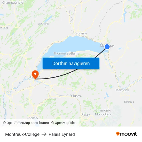 Montreux-Collège to Palais Eynard map