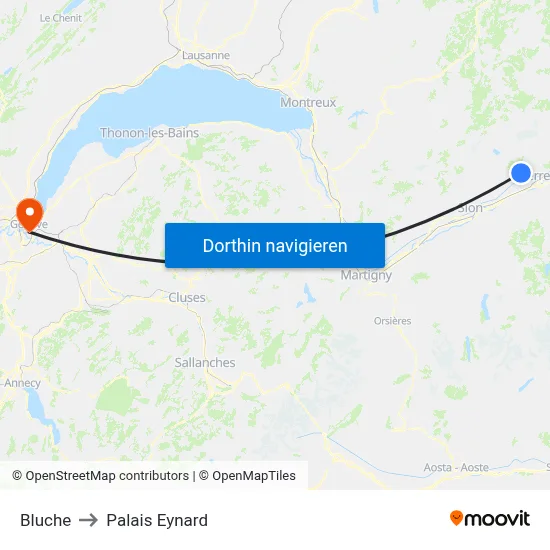 Bluche to Palais Eynard map