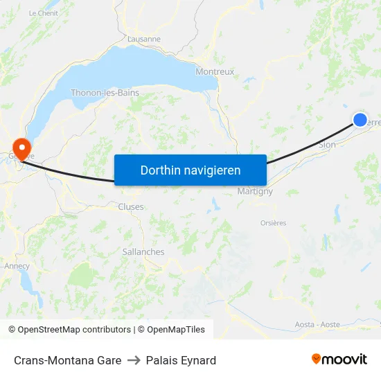Crans-Montana Gare to Palais Eynard map