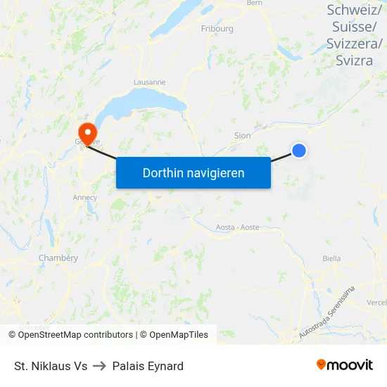 St. Niklaus Vs to Palais Eynard map