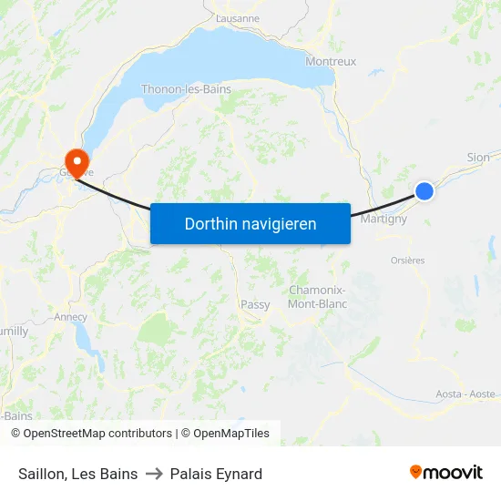 Saillon, Les Bains to Palais Eynard map