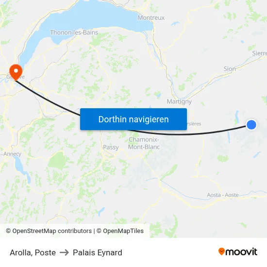 Arolla, Poste to Palais Eynard map