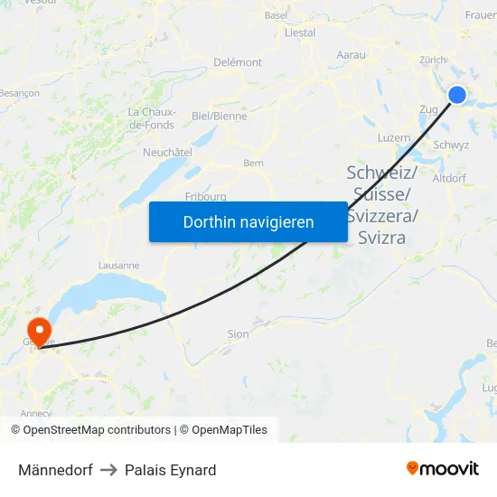 Männedorf to Palais Eynard map