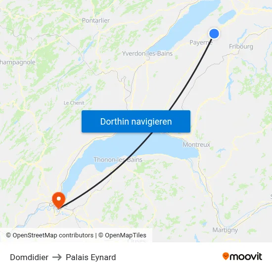 Domdidier to Palais Eynard map