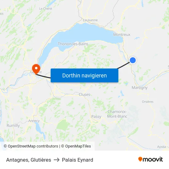 Antagnes, Glutières to Palais Eynard map