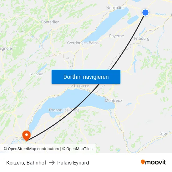 Kerzers, Bahnhof to Palais Eynard map
