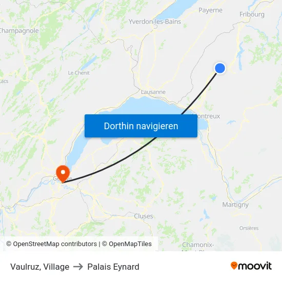 Vaulruz, Village to Palais Eynard map