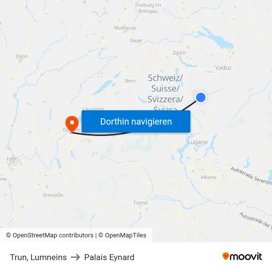 Trun, Lumneins to Palais Eynard map