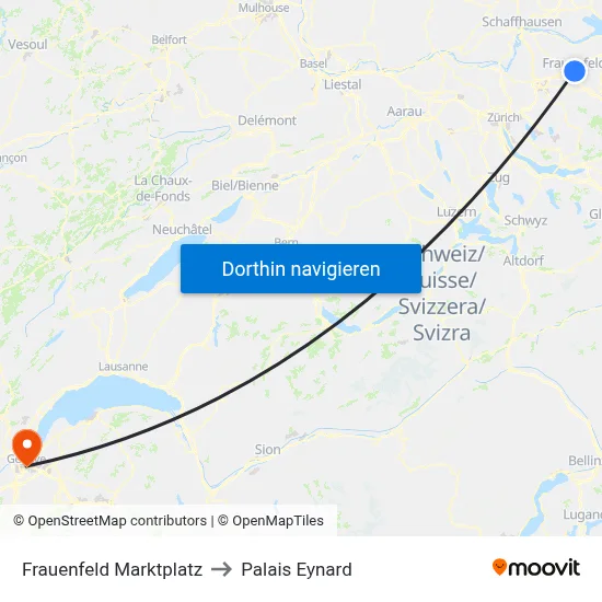 Frauenfeld Marktplatz to Palais Eynard map