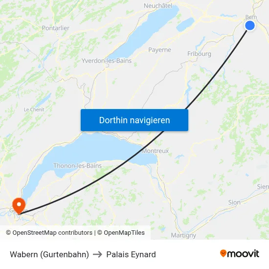Wabern (Gurtenbahn) to Palais Eynard map
