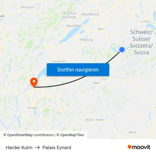 Harder Kulm to Palais Eynard map