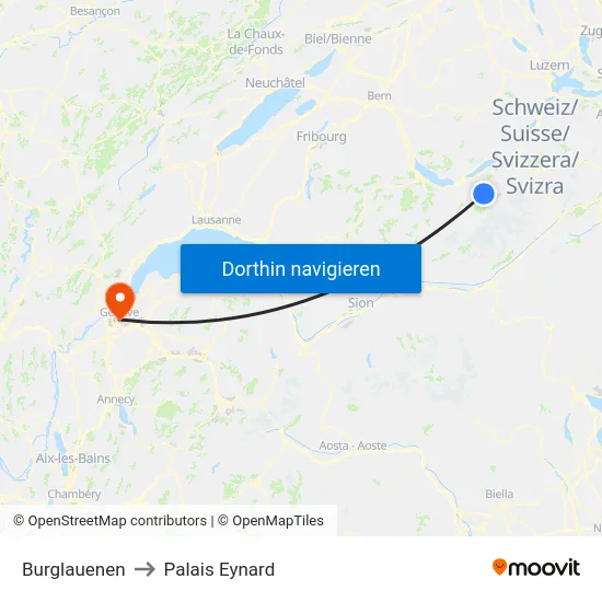 Burglauenen to Palais Eynard map