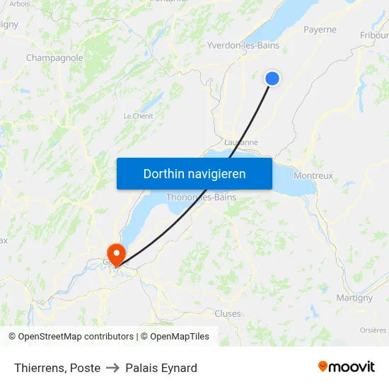 Thierrens, Poste to Palais Eynard map