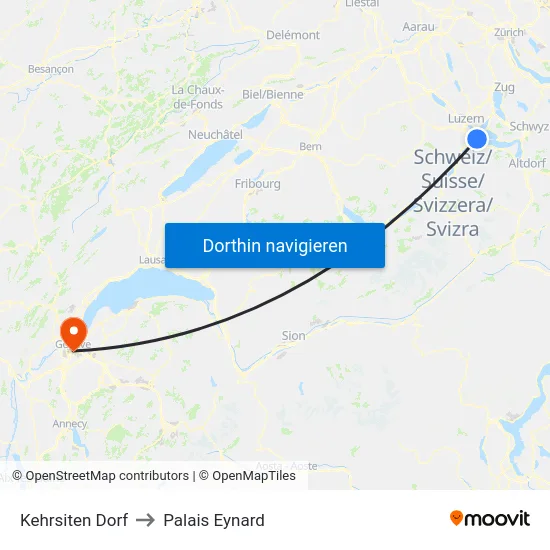 Kehrsiten Dorf to Palais Eynard map