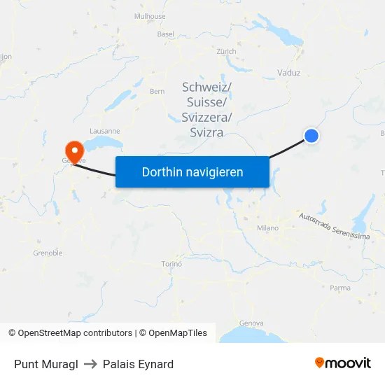 Punt Muragl to Palais Eynard map