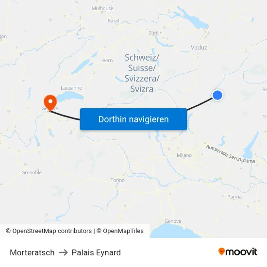 Morteratsch to Palais Eynard map