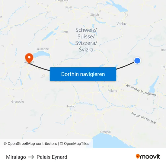 Miralago to Palais Eynard map