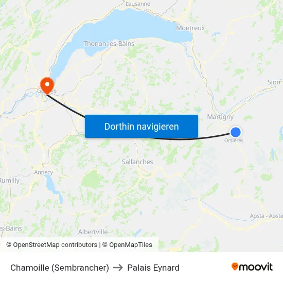 Chamoille (Sembrancher) to Palais Eynard map