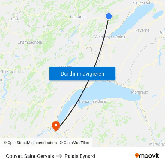 Couvet, Saint-Gervais to Palais Eynard map