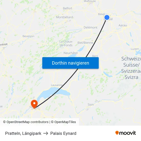 Pratteln, Längipark to Palais Eynard map