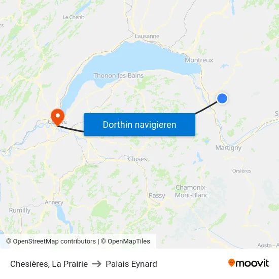 Chesières, La Prairie to Palais Eynard map
