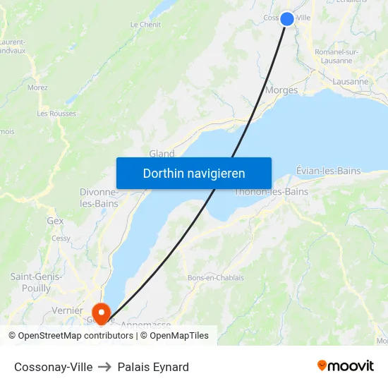 Cossonay-Ville to Palais Eynard map