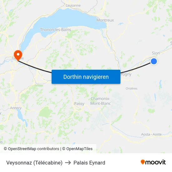 Veysonnaz (Télécabine) to Palais Eynard map