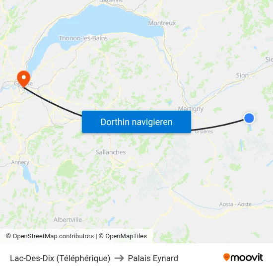 Lac-Des-Dix (Téléphérique) to Palais Eynard map