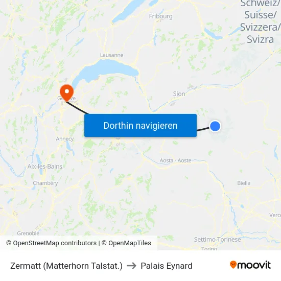 Zermatt (Matterhorn Talstat.) to Palais Eynard map