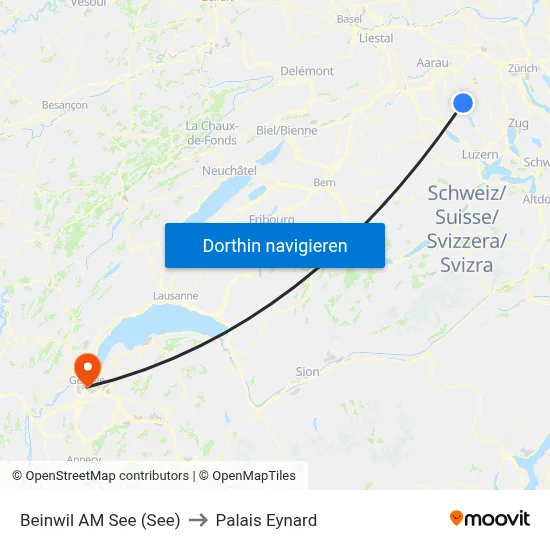 Beinwil AM See (See) to Palais Eynard map