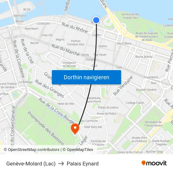 Genève-Molard (Lac) to Palais Eynard map