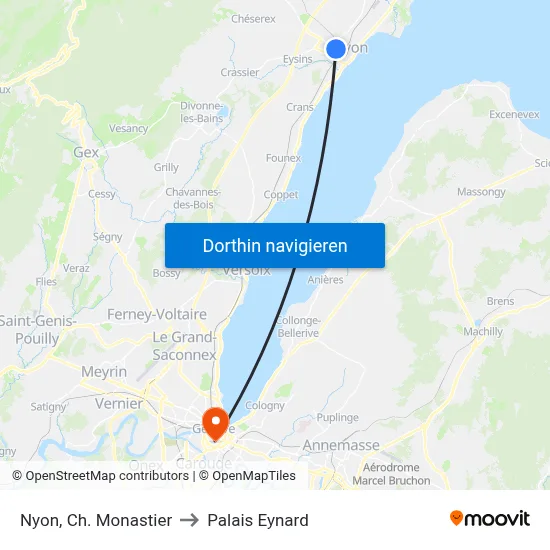 Nyon, Ch. Monastier to Palais Eynard map