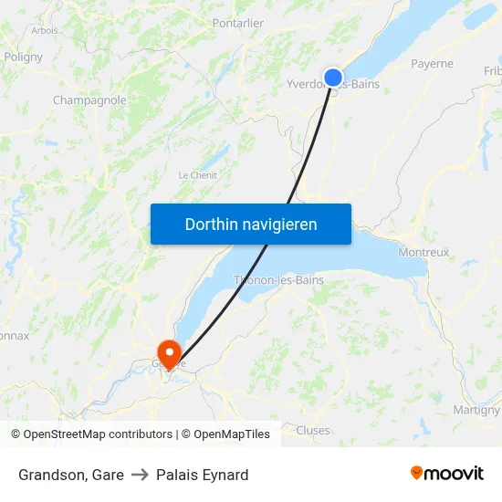Grandson, Gare to Palais Eynard map