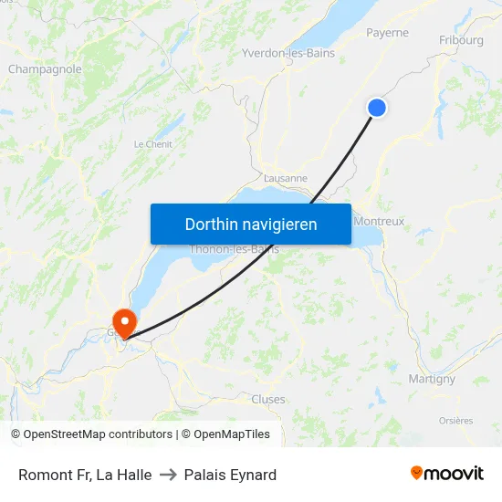 Romont Fr, La Halle to Palais Eynard map