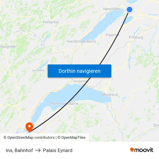 Ins, Bahnhof to Palais Eynard map