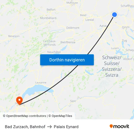 Bad Zurzach, Bahnhof to Palais Eynard map
